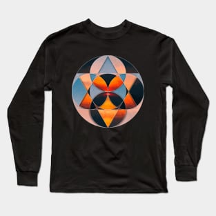 Geometric collage of sunset oil painting Long Sleeve T-Shirt